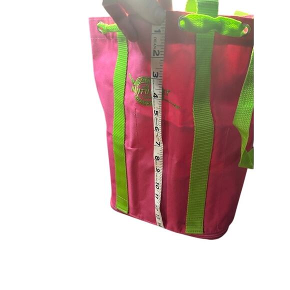 The Original Nantucket Diddy Bag Canvas tote pink and green zip around closure - Picture 6 of 10